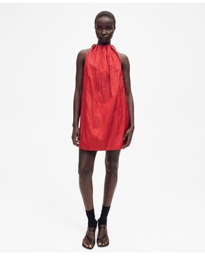 Mango Bow Detail Halter Dress - Red