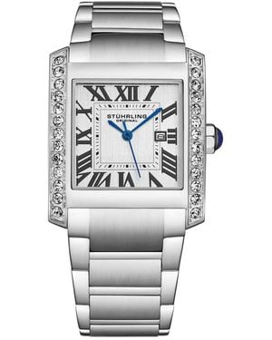 Stuhrling Elan 4088.1 S Rectangular Quartz Watch - Gray