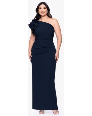 Xscape Plus Size One-shoulder Ruffle Ball Gown - Blue