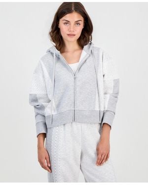 And Now This Petite Crochet-trim Zip-front Hoodie - White