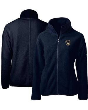 Cutter & Buck Milwaukee Brewers Cascade Eco Sherpa Fleece Full-zip Jacket - Blue