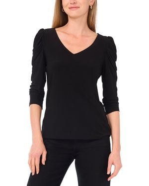 SAM & JESS V-neck Volume Sleeve Top - Black