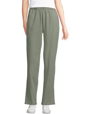 Lands' End Petite Sport Knit High Rise Elastic Waist Pants - Green