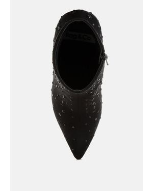 Rag & Co Sakura Diamante Embellished Microfiber Boots - Black