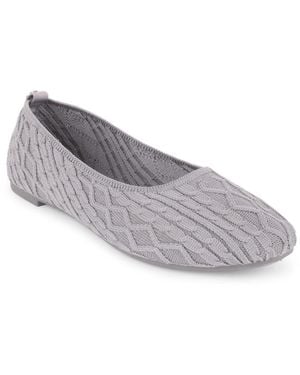 Tahari Cannes Cableknit Slip-on Flats - Gray