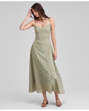 And Now This Eyelet Godet Maxi Dress - Green