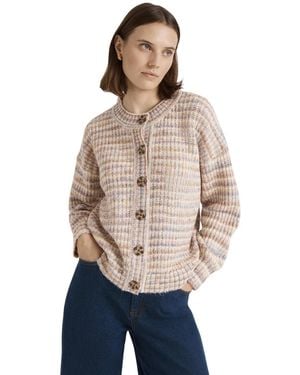 Finery London Whitney Striped Crew-neck Relaxed-fit Cardigan - Natural