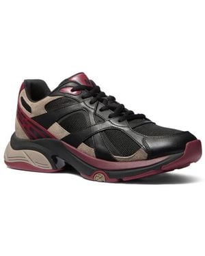 Michael Kors Leo Suede Mixed-media Sneakers - Black