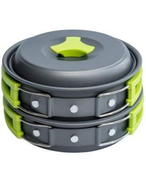 Piscifun All In One Camping Cookware Mess Kit Portable Outdoor Cooking Set For Backpacking Hiking - Green
