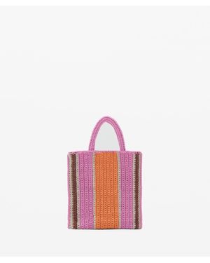 Mango Crochet Shopper Bag - Pink