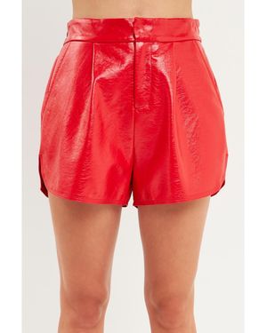 Grey Lab Endless Rose High-waisted Faux Leather Shorts - Red