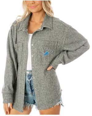 Gameday Couture Detroit Lions Oversized Long Pass Button-up Shacket - Gray