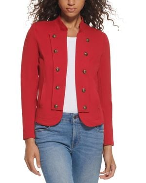 Tommy Hilfiger Open Front Military Double-Breasted Blazer - Red