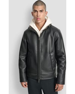 DKNY Faux Pebble Shearling Jacket - Gray