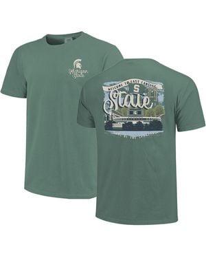 Image One Michigan State Spartans Comfort Colors Campus Scene Drawing Script T-shirt - Green