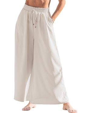 CUPSHE Wide Leg Pull-on Long Pants - White
