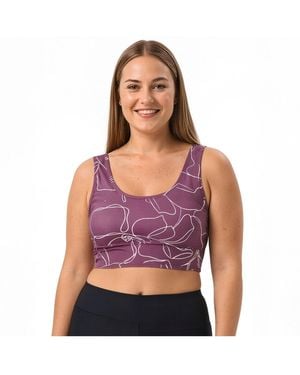 Calypsa Plus Size Longline Swim Bra - Purple