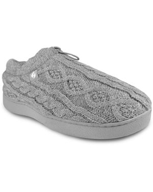 Heat Holders Ava Cable Knit Drawstring Slippers - Gray