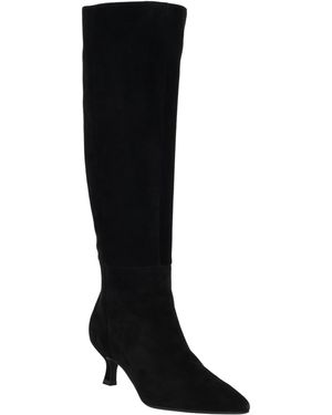 Calvin Klein Akenzie Tall Suede Kitten Heel Dress Boots Regular Wide Calf - Black