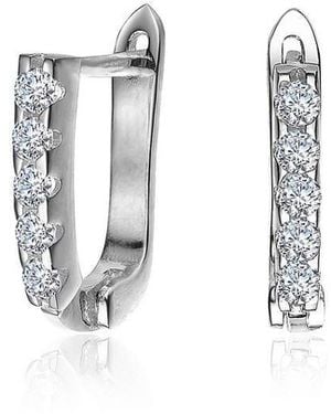 Rachel Glauber Clear Cubic Zirconia Extra Mini Hoop Earrings - Black