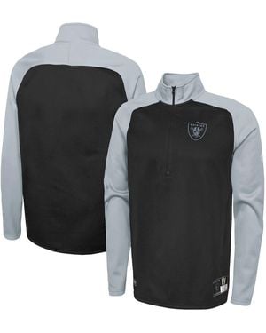 KTZ Las Vegas Raiders Combine Authentic O-line Raglan Half-zip Jacket - Black