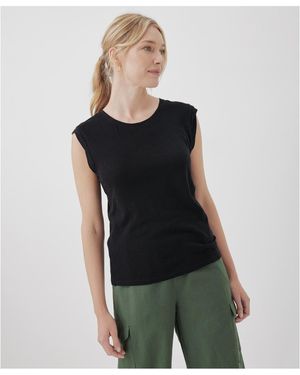 Pact Organic Cotton Featherweight Slub Muscle Tee - Black