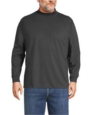 Lands' End Big & Tall Super-t Mock Turtleneck Tee - Gray