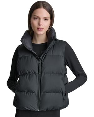 DKNY Mock Neck Puffer Vest - Black