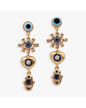 ALEX AND ANI Evil Eye Linear Earring - White