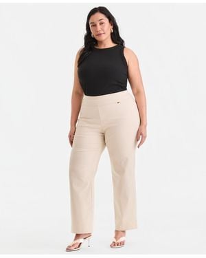 INC International Concepts Plus Size Mid-rise Pull-on Straight-leg Pants - Natural