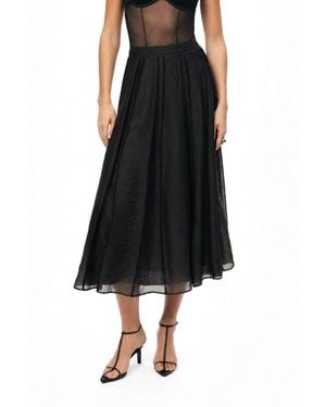 Nocturne Sheer Pleated Midi Skirt - Black