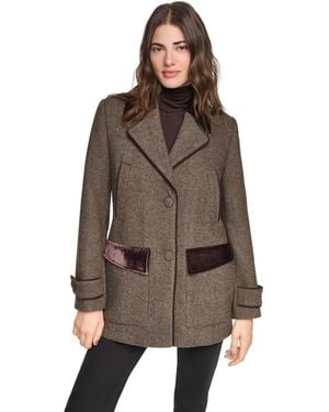 Andrew Marc Stansbury Herringbone Wool-blend Blazer Coat - Brown