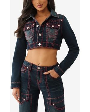 TRUE RELIGION Crop Big T Mini Jacket - Blue