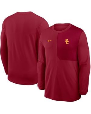 Nike Usc Trojans 2025 Sideline Coach Uv Performance Long Sleeve T-shirt - Red
