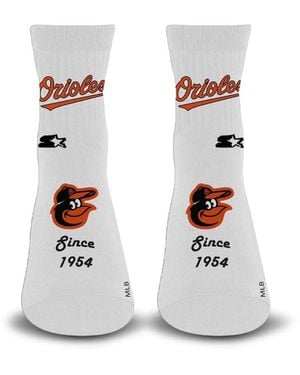 Starter And Baltimore Orioles Established Stencil Quarter Socks - White