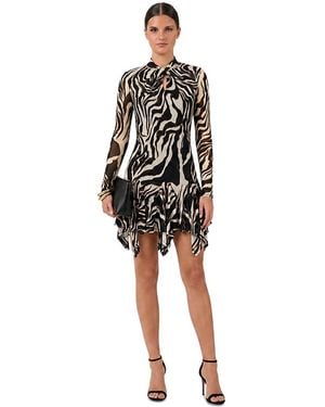 Rachel Roy Fitted Long-sleeve Mock Neck Mesh Dress - Black