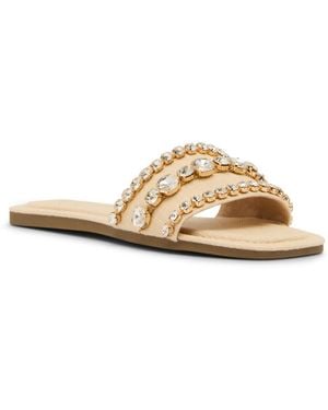 Madden Girl Toast Rhinstone Slide Sandals - White