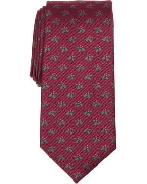 Club Room Christmas Holly Printed Tie - Purple