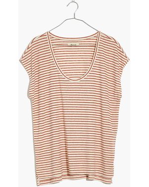 MW Plus Linen-Blend U-Scoop Tee - Grey