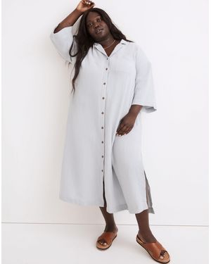 MW Plus Lightestspun Cover-Up Maxi Shirtdress - White