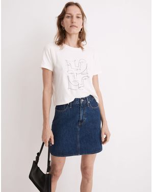MW Madewell X Kit Agar Softfade Cotton Lakeshore Crop Tee - Blue