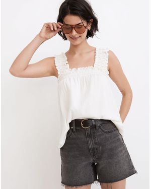 MW Knit Lightspun Ruched-Strap Top - White