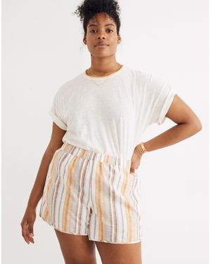 MW Linen-Cotton Pull-On Shorts - White