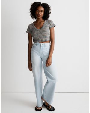 MW Ribbed V-Neck Crop Tee - White