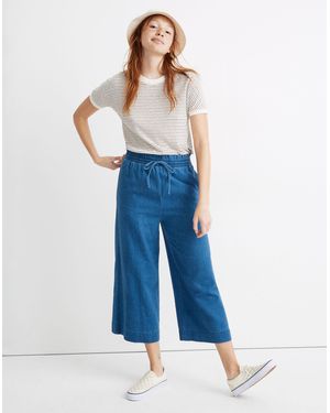 MW Smocked Huston Pull-On Crop Trousers - Blue