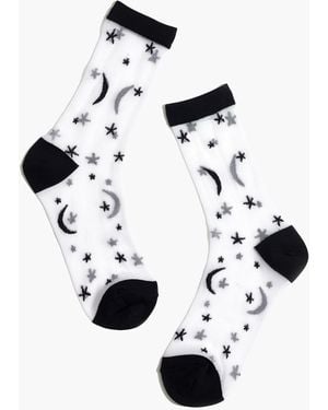 MW Madewell X Hansel From Basel&Trade; Moon And Stars Crew Socks - White