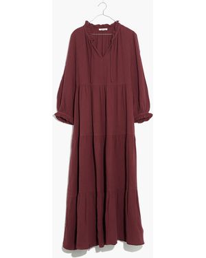 MW Lightspun Tie-Neck Tiered Midi Dress - Purple
