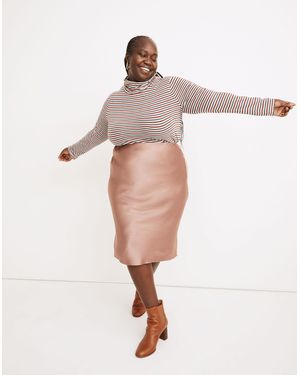 MW Plus Satin Midi Slip Skirt - Natural