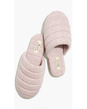 MW Chambray Quilted Scuff Slippers - White