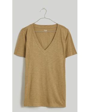 MW Whisper Cotton V-Neck Tee - Brown